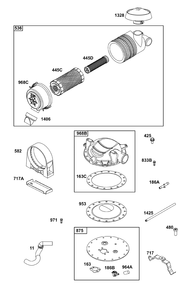 Air Cleaner Group Diagram and Parts List for 356447-0711-G1 200000 - 399999 Briggs and Stratton Engine